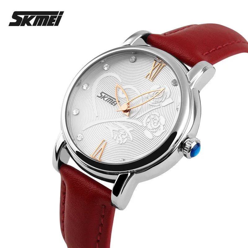 SKMEI Quartz Watch Women Watches Relogio Feminino Relojes Mujer Women's Leather Dress Fashion Brand Waterproof Wristwatches
