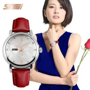 SKMEI Quartz Watch Women Watches Relogio Feminino Relojes Mujer Women's Leather Dress Fashion Brand Waterproof Wristwatches