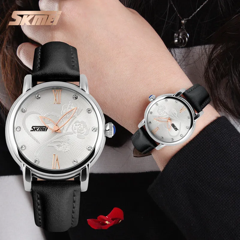 SKMEI Quartz Watch Women Watches Relogio Feminino Relojes Mujer Women's Leather Dress Fashion Brand Waterproof Wristwatches