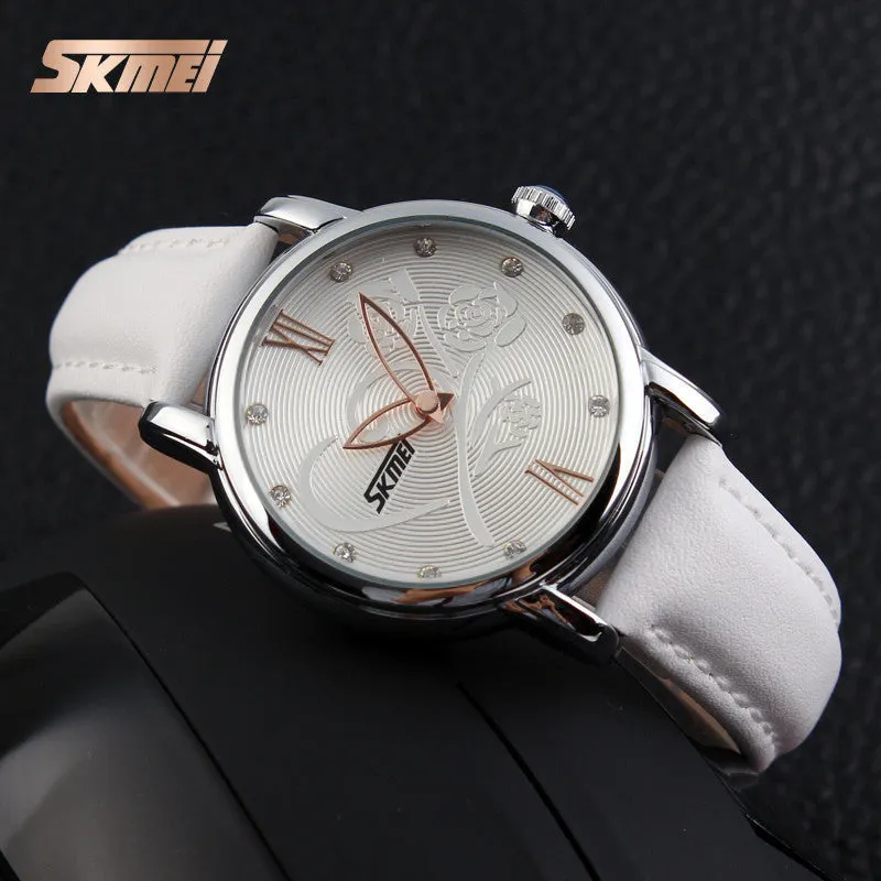 SKMEI Quartz Watch Women Watches Relogio Feminino Relojes Mujer Women's Leather Dress Fashion Brand Waterproof Wristwatches