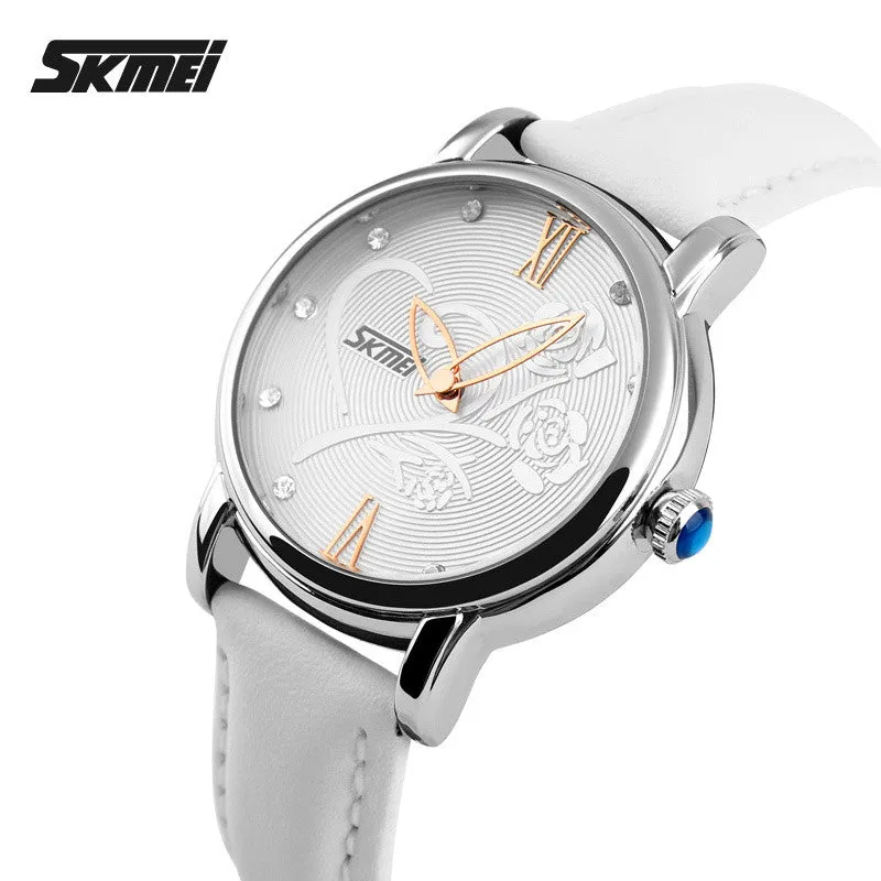 SKMEI Quartz Watch Women Watches Relogio Feminino Relojes Mujer Women's Leather Dress Fashion Brand Waterproof Wristwatches