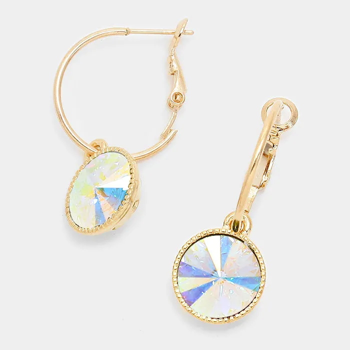 Small AB Austrian Crystal Dangle Earrings on Gold | 291637