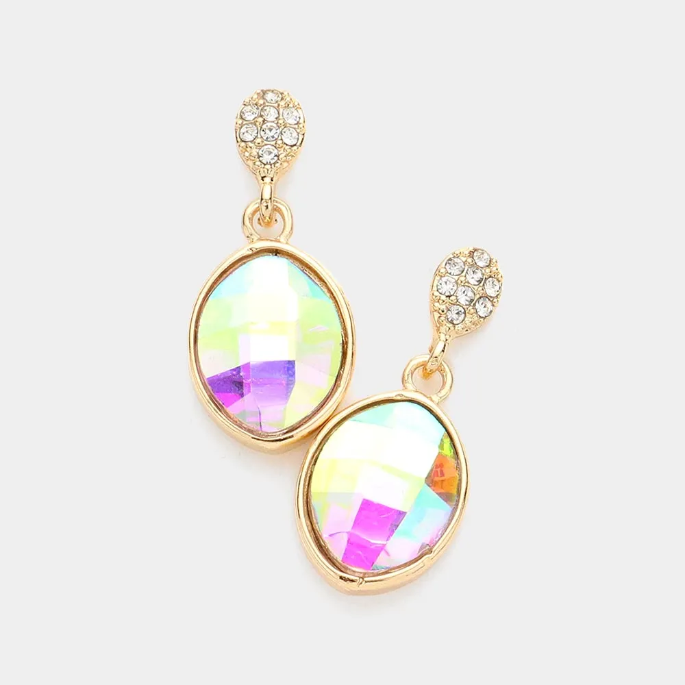 Small AB Dangle Earrings on Gold | Interview Earrings | 251504