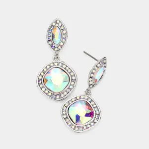 Small AB on Silver Dangle Pageant Earrings  | Interview Earrings | 525338