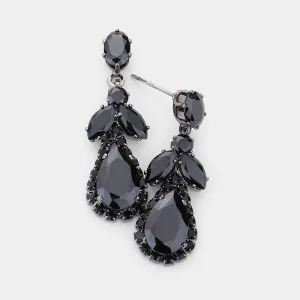Small Black Crystal Dangle Pageant Earrings  | Interview Earrings | 534659