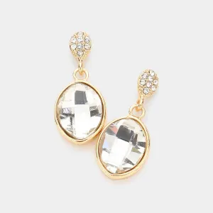 Small Clear Dangle Earrings on Gold | Interview Earrings | 251498