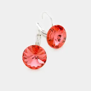 Small Coral Genuine Austrian Crystal Drop Earrings | 0.4" x 0.8" | 373333