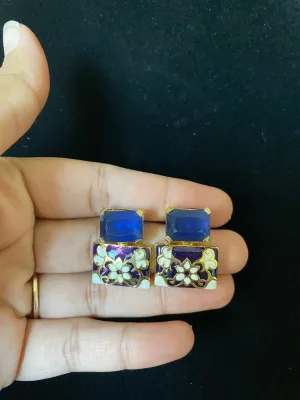 Small Enamel Earrings Blue