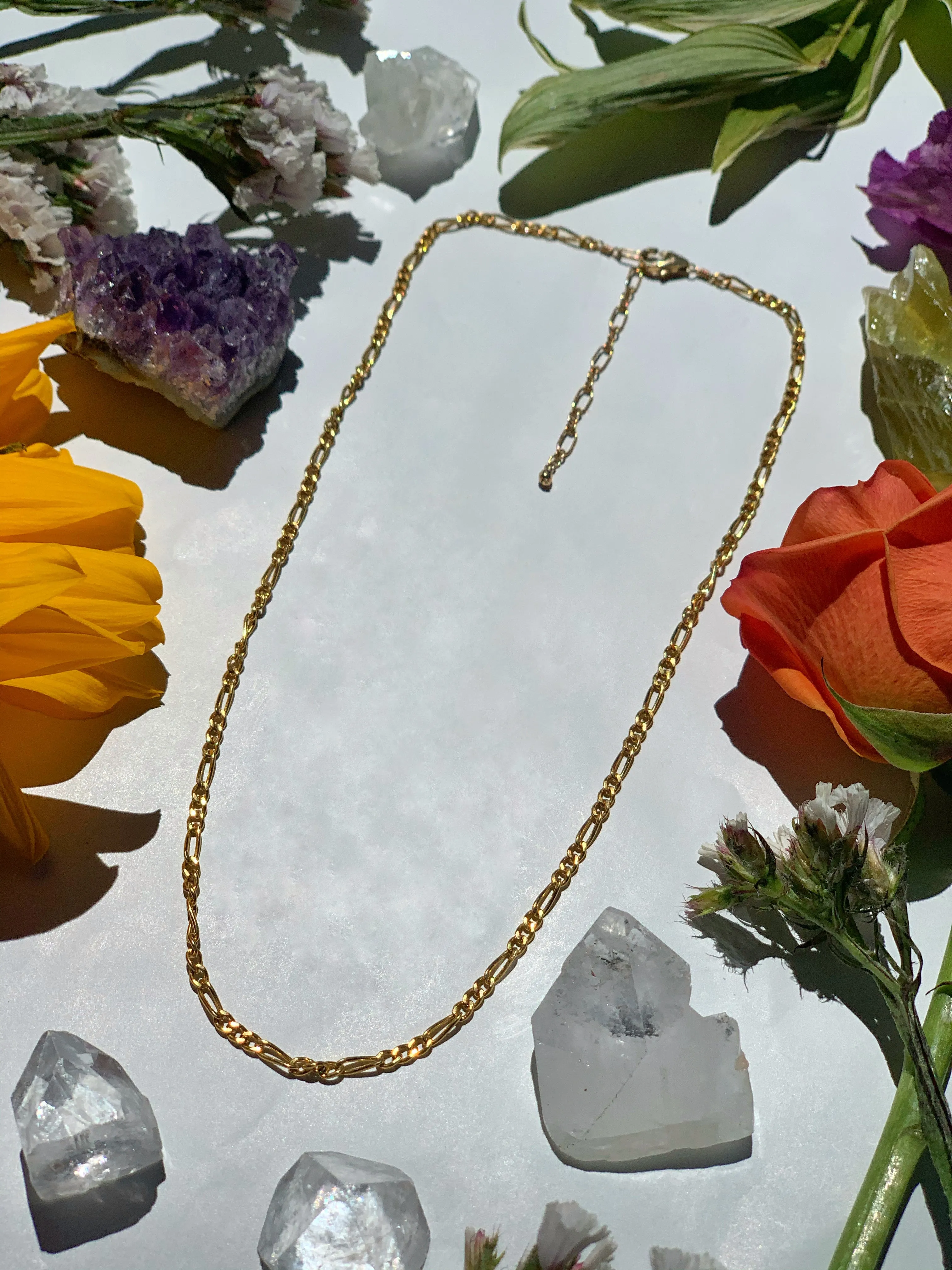 Small Figaro 14k Gold Chain Necklace