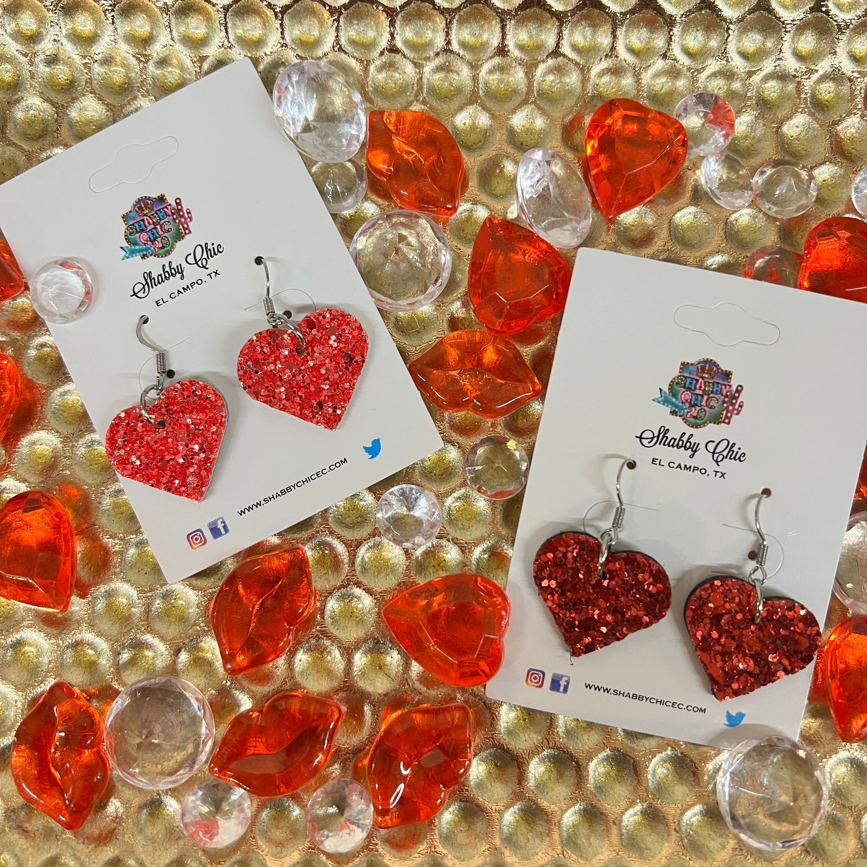 Small Glitter Heart Earrings