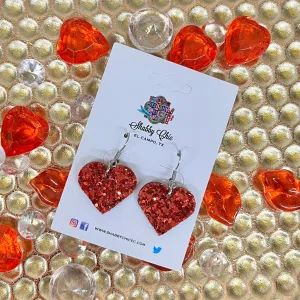 Small Glitter Heart Earrings