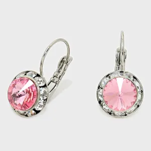 Small Light Rose Austrian Crystal Stud Earrings | 0.5" | 186275