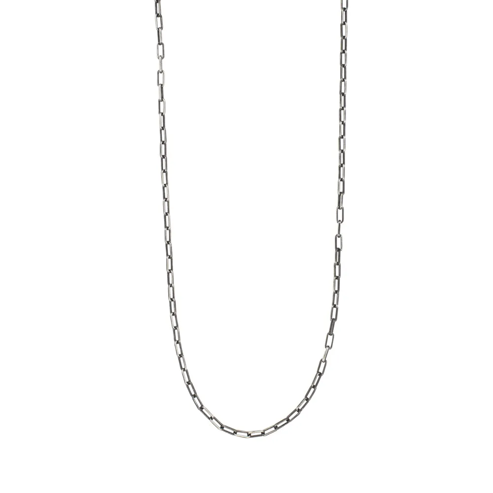 Small Paperclip Chain Necklace in Antiqued Silver - 18"L