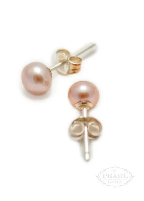 Small Pink Pearl Stud Earrings (5mm)