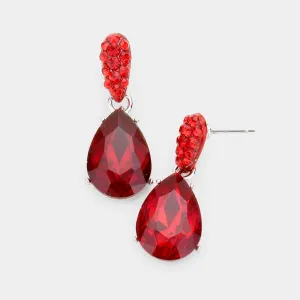 Small Red Crystal and Rhinestone Teardrop Dangle Earrings  | Little Girls | Older Girls Interview | 428194