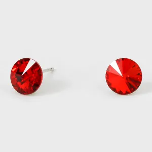 Small Red Round Crystal Stud Earrings | 8 mm | 123243