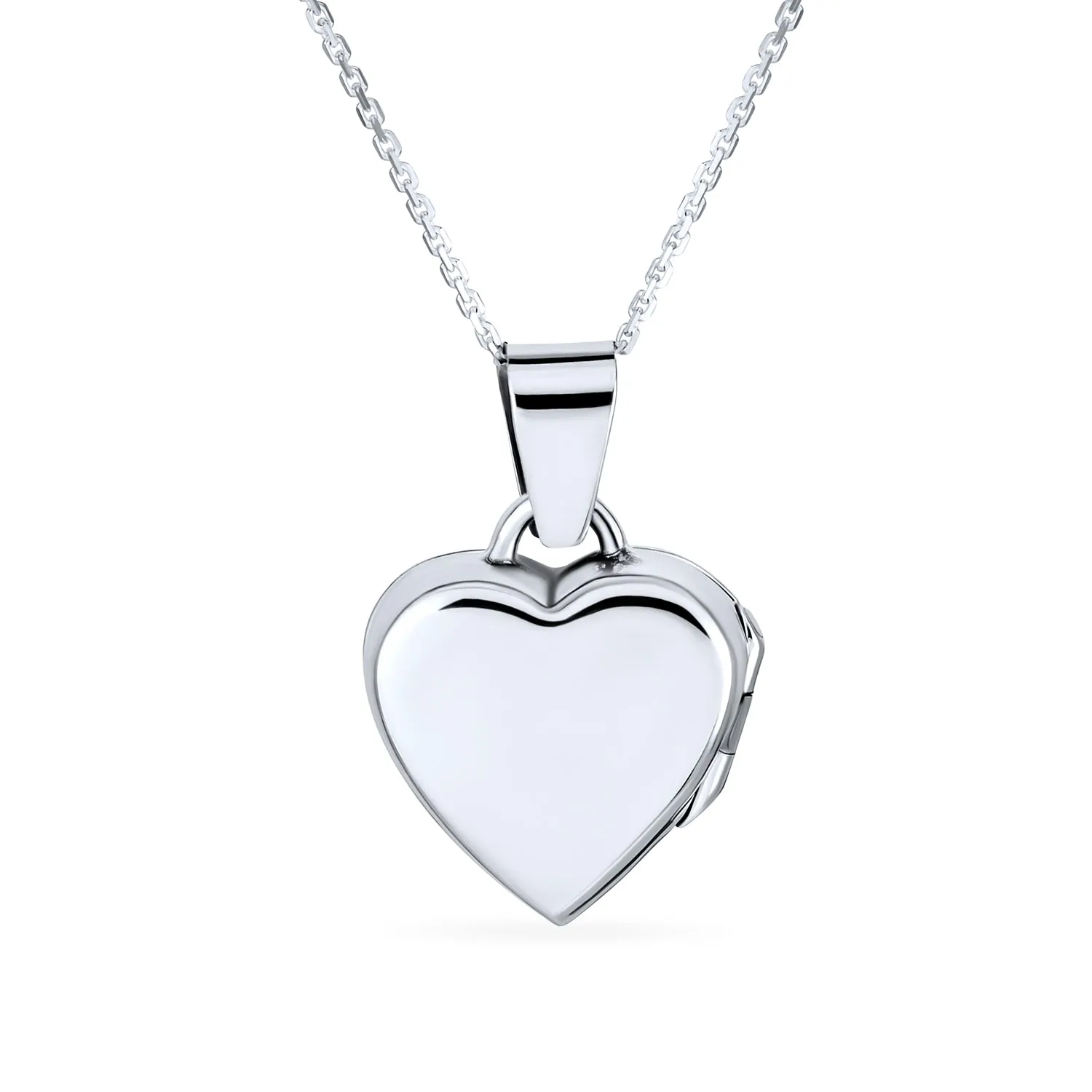 Small Vintage CZ Floral Heart Photo Locket Necklace Pendant Sterling Silver