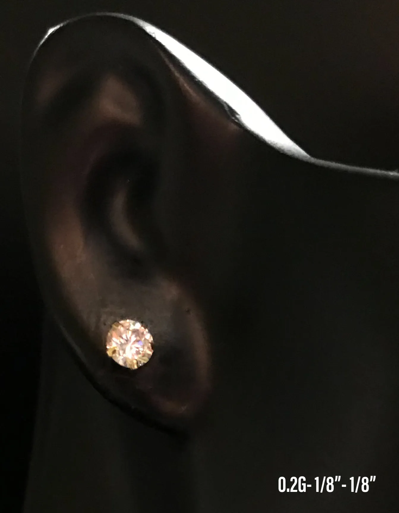 Small white stone Earrings 10K solid gold