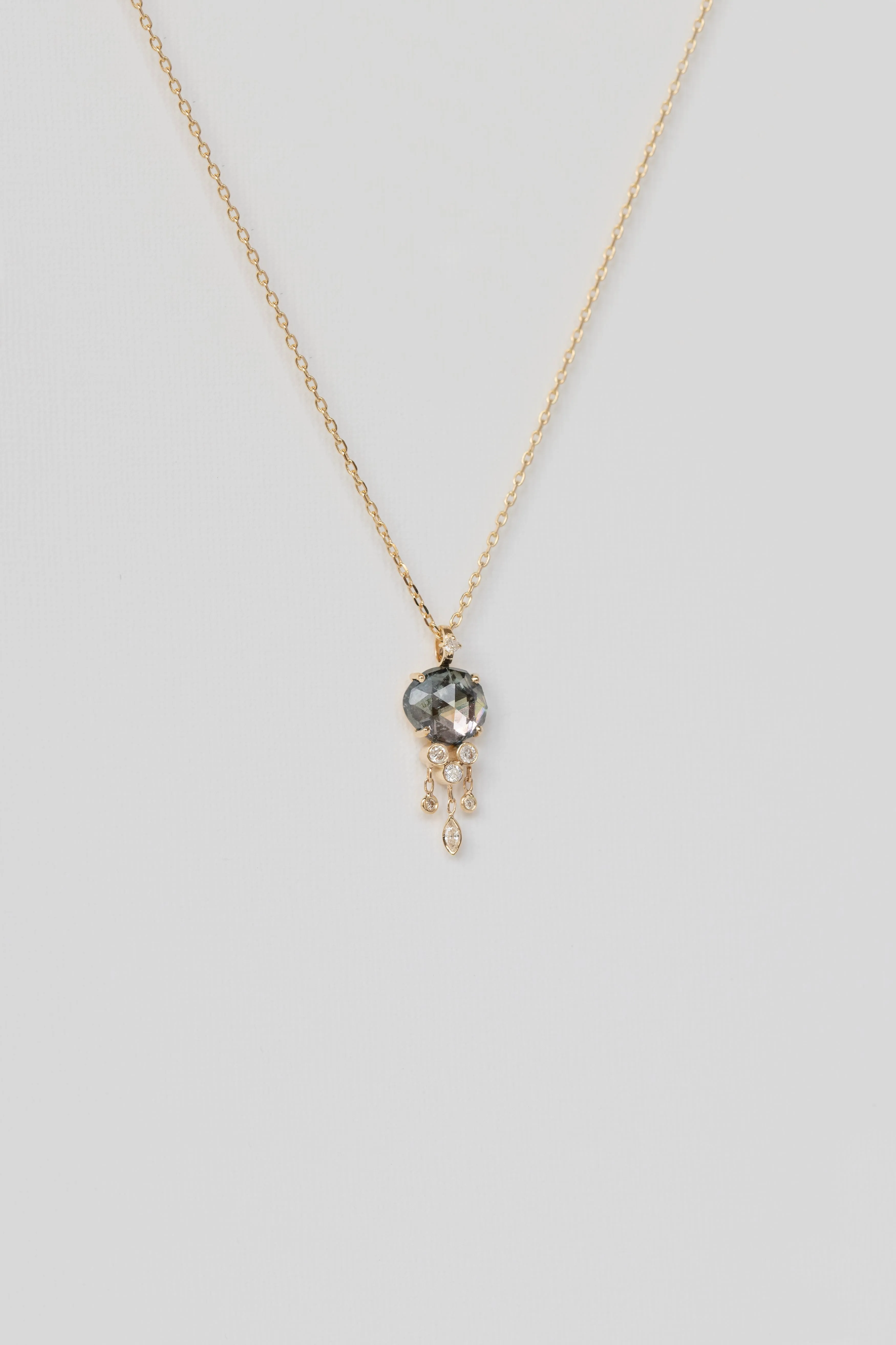 smoky tourmaline & dangling diamonds jellyfish necklace