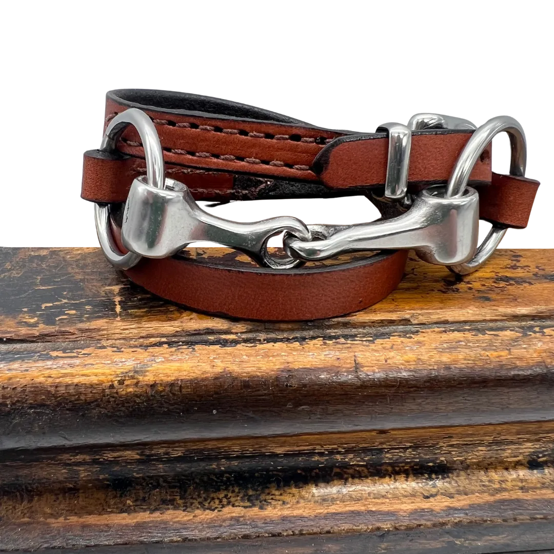 Snaffle Bit Bridle Leather Wrap Bracelet