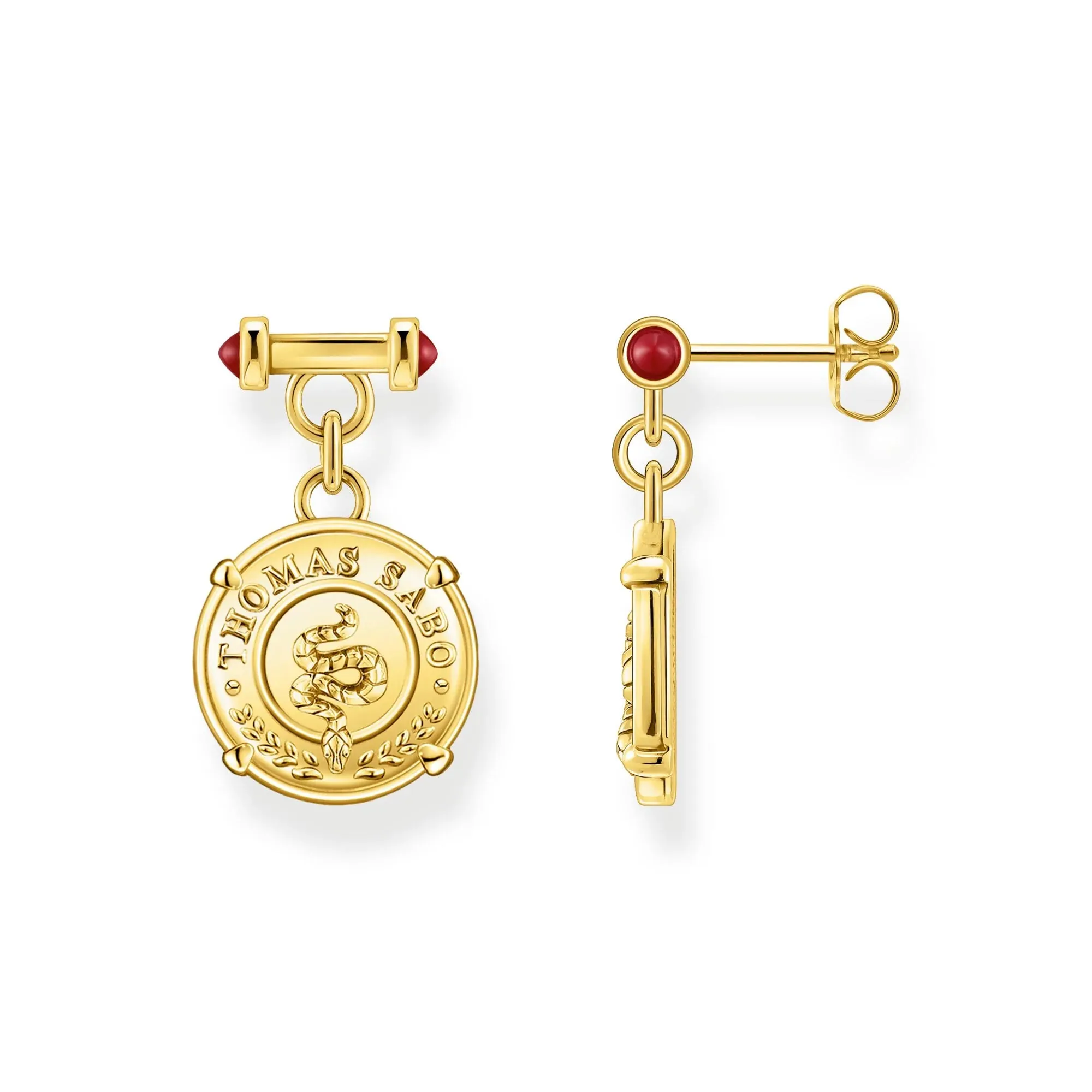 Snake Coin Gold Earrings
