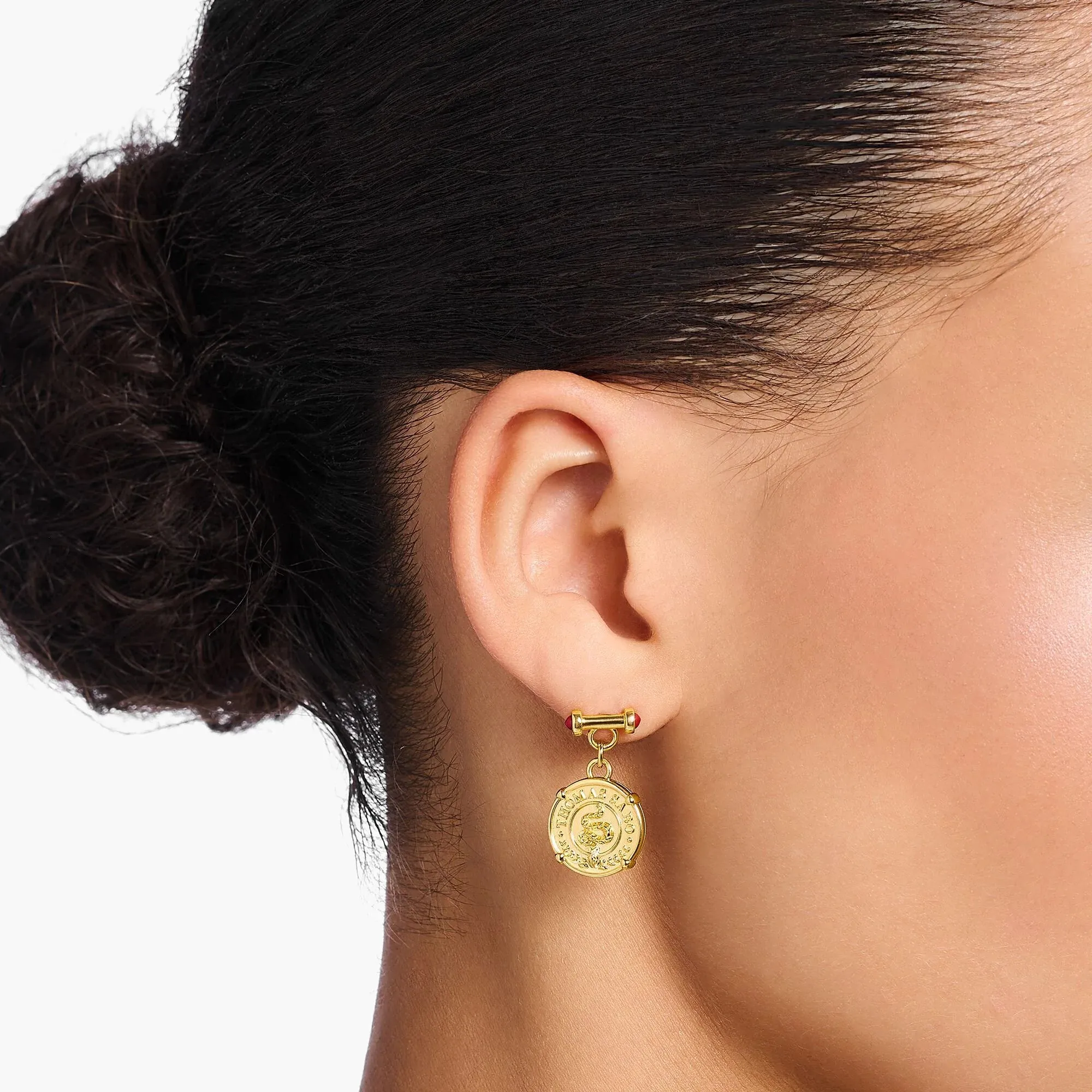 Snake Coin Gold Earrings