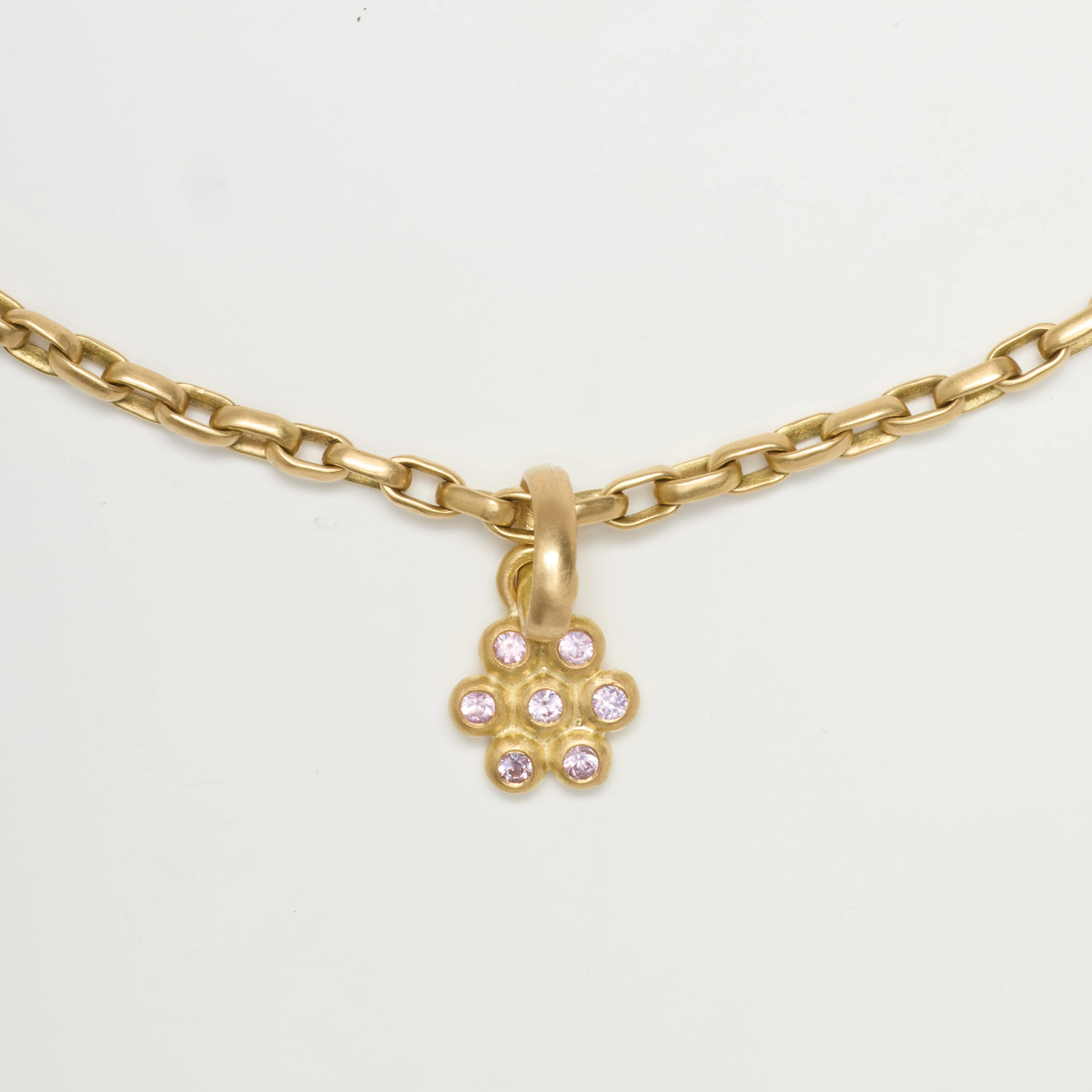 Snowdrop Large Pink Sapphire Pendant in 20K Peach Gold