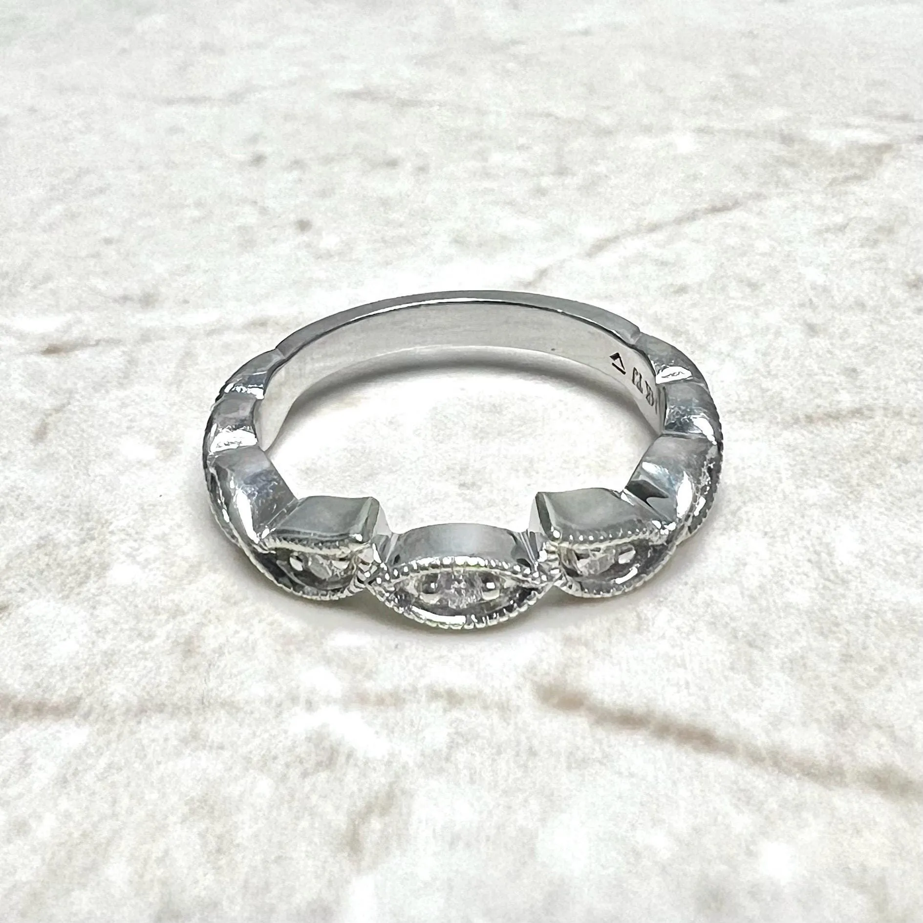 Solid 14 Karat White Gold Stackable Diamond Band Ring
