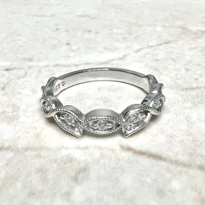 Solid 14 Karat White Gold Stackable Diamond Band Ring