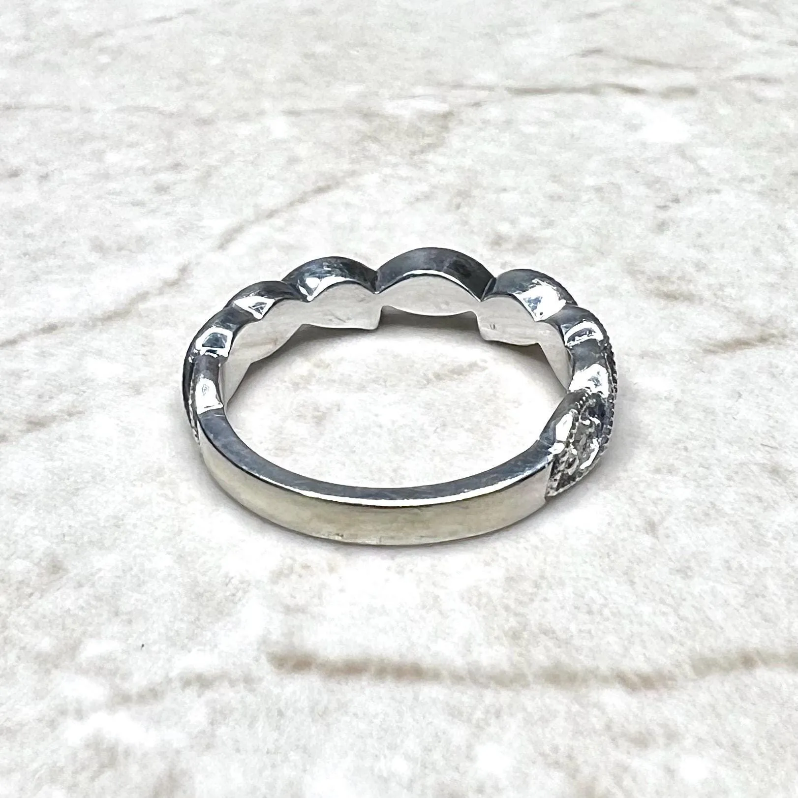 Solid 14 Karat White Gold Stackable Diamond Band Ring