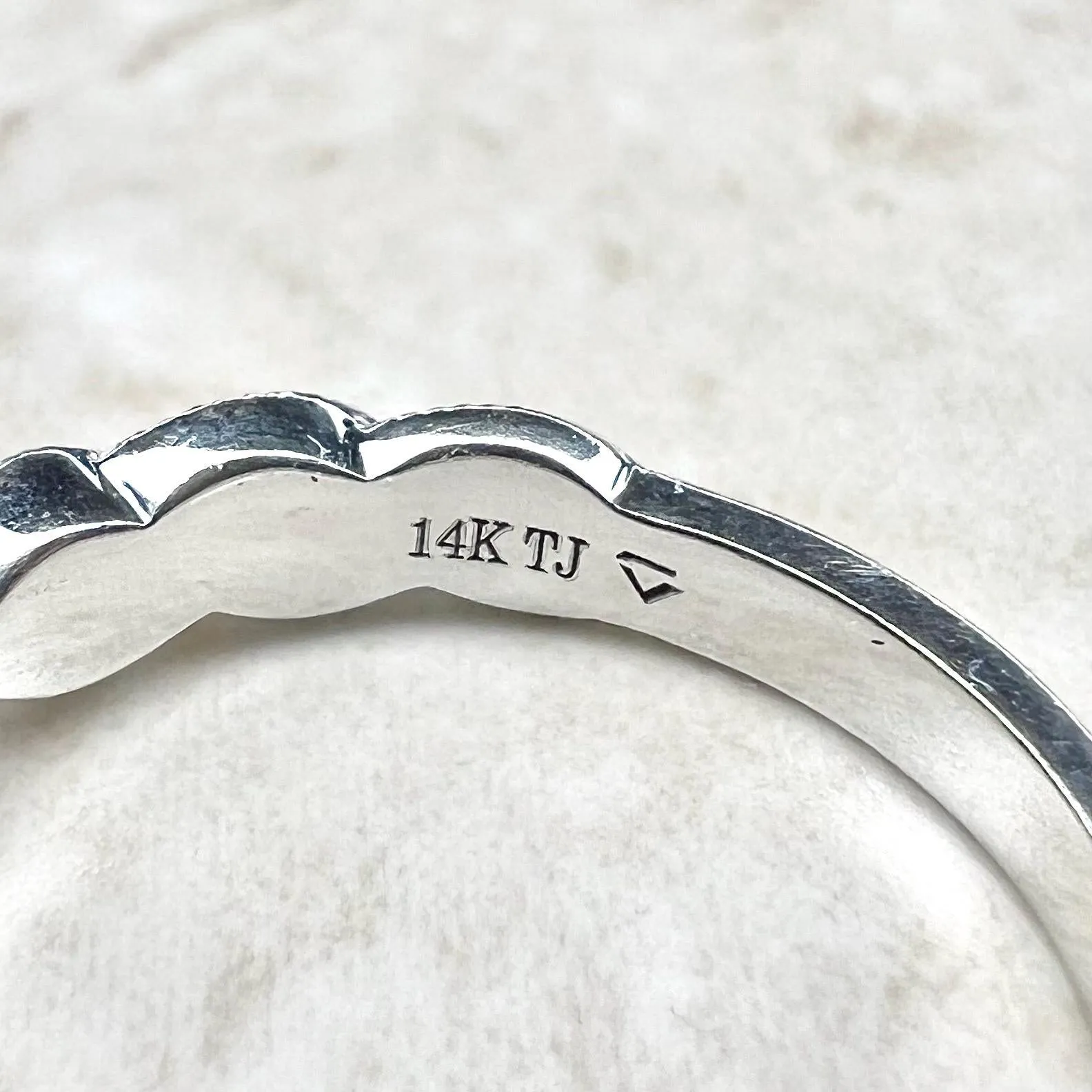 Solid 14 Karat White Gold Stackable Diamond Band Ring
