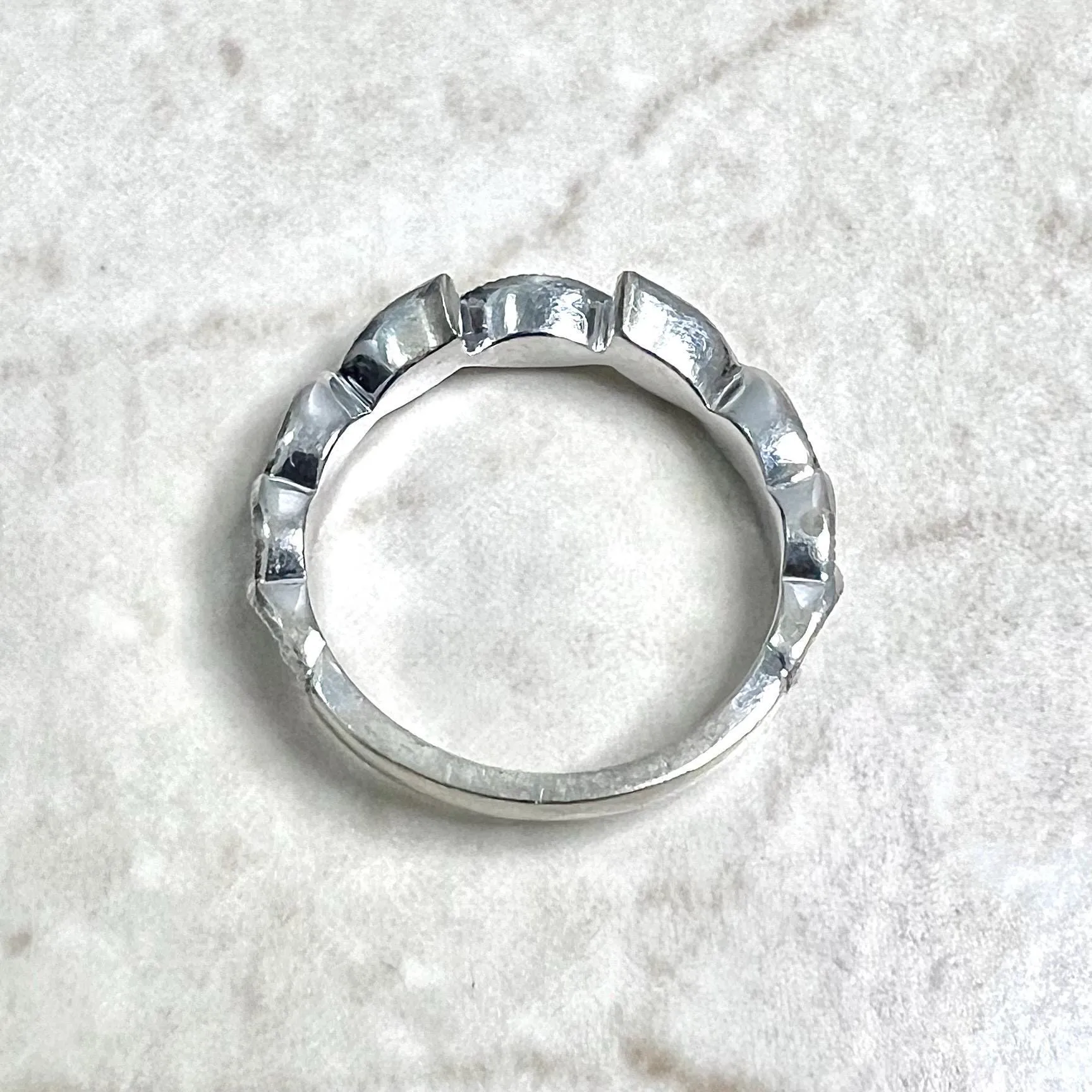 Solid 14 Karat White Gold Stackable Diamond Band Ring