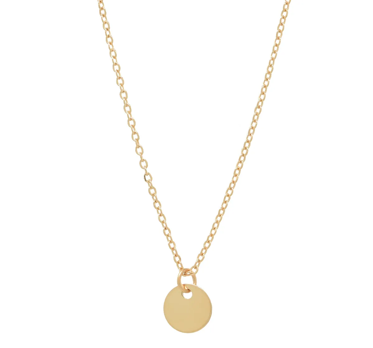 Solid Gold Tiny Disc on Thin Chain Necklace