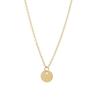 Solid Gold Tiny Disc on Thin Chain Necklace