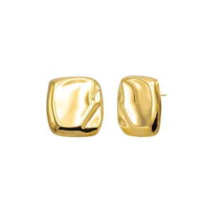 Solid Indented Square On The Ear Stud Earring