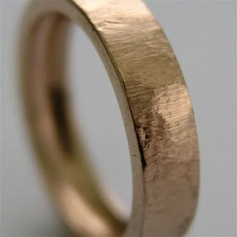 Solid Rose gold ring, unisex band, wedding band, 14K gold ring, rose gold band, textured band, mens band - Walk on the wild side RG1070A
