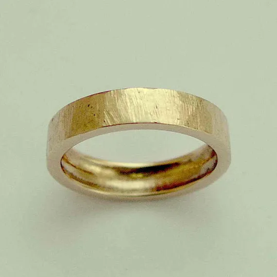 Solid Rose gold ring, unisex band, wedding band, 14K gold ring, rose gold band, textured band, mens band - Walk on the wild side RG1070A