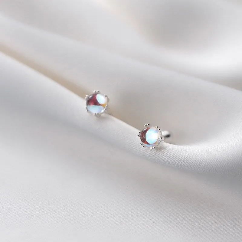 Solitaire Moonstone Small Screw back Studs Earrings - ESB010