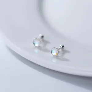 Solitaire Moonstone Small Screw back Studs Earrings - ESB010