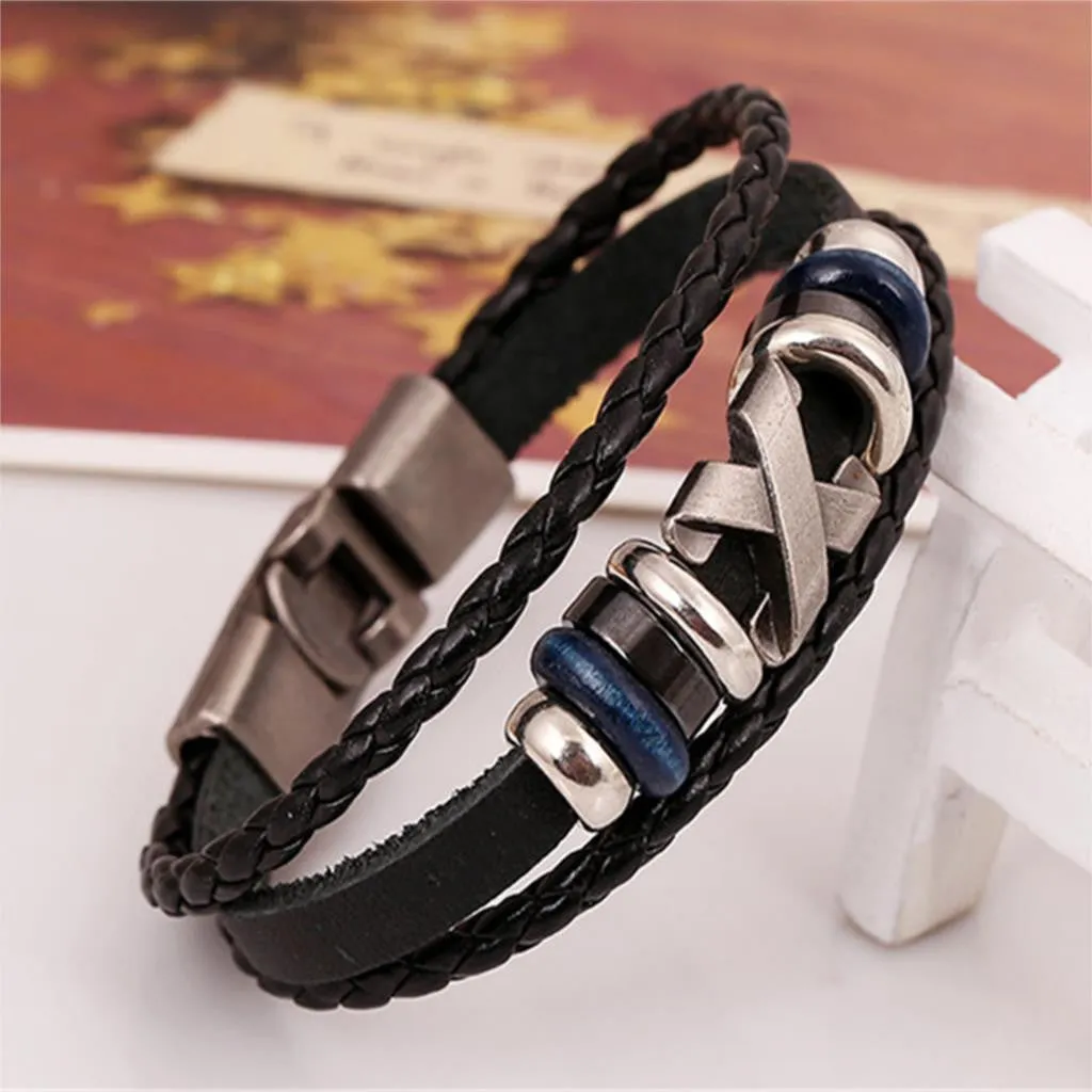South Korea Fashion Popular Beaded /Wax /Skull /Anchor Rope Stainless Steel Accessories Charm Bracelet Punk Men Jewelry