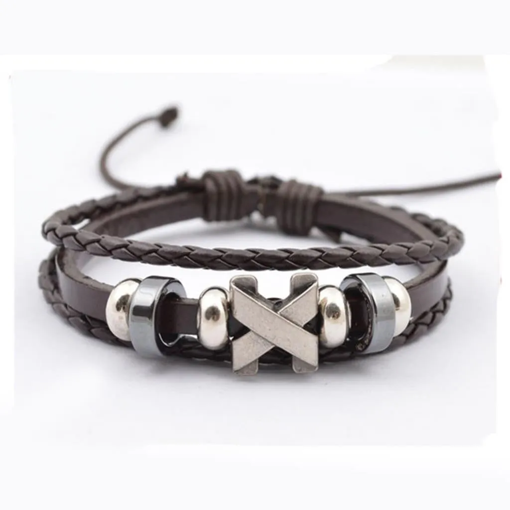 South Korea Fashion Popular Beaded /Wax /Skull /Anchor Rope Stainless Steel Accessories Charm Bracelet Punk Men Jewelry