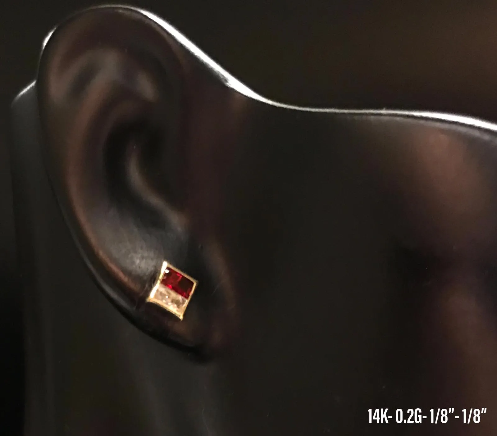 Square CZ stud earrings 14K solid gold