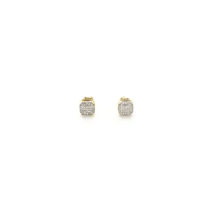 Square Diamond Dome Stud Earrings (10K)
