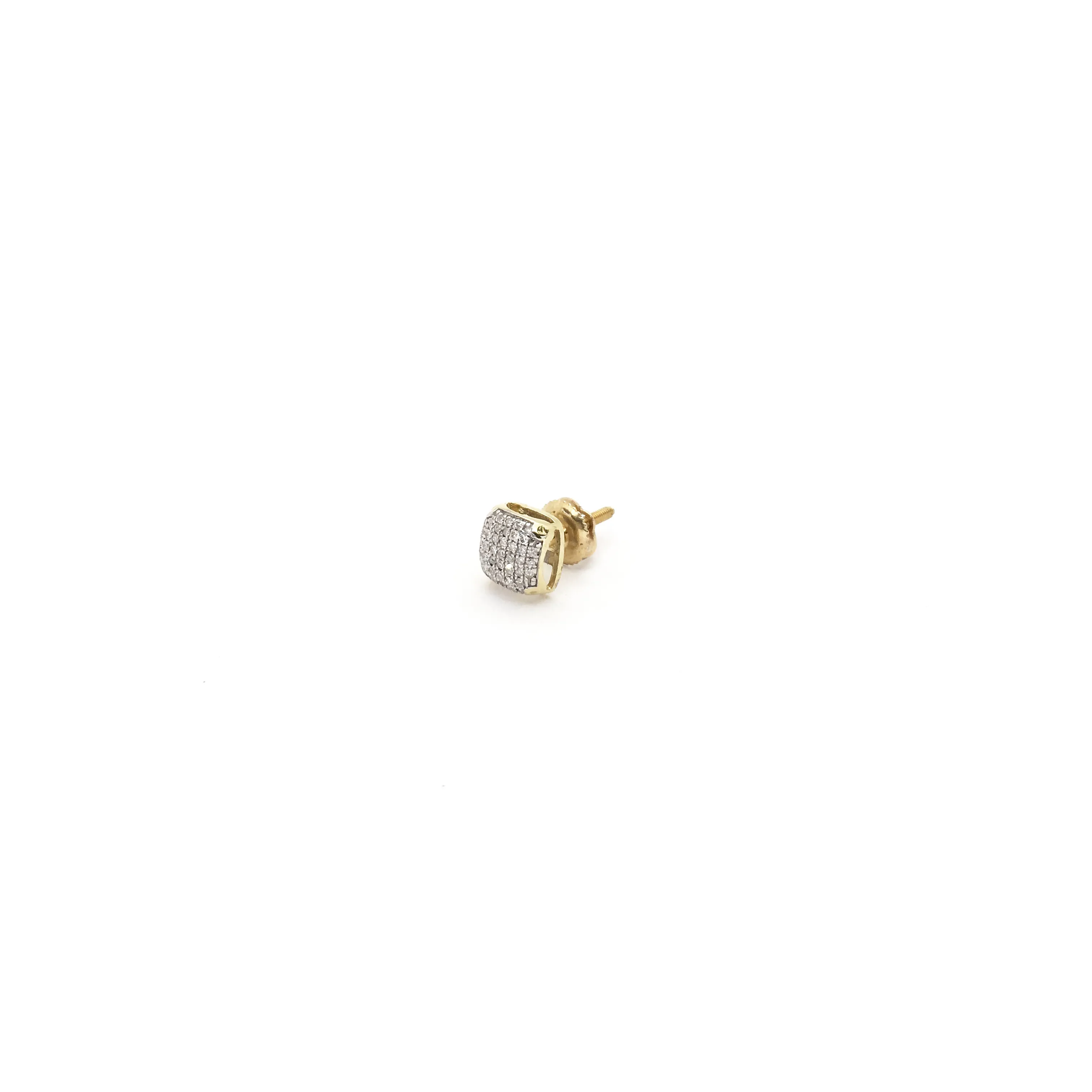 Square Diamond Dome Stud Earrings (10K)