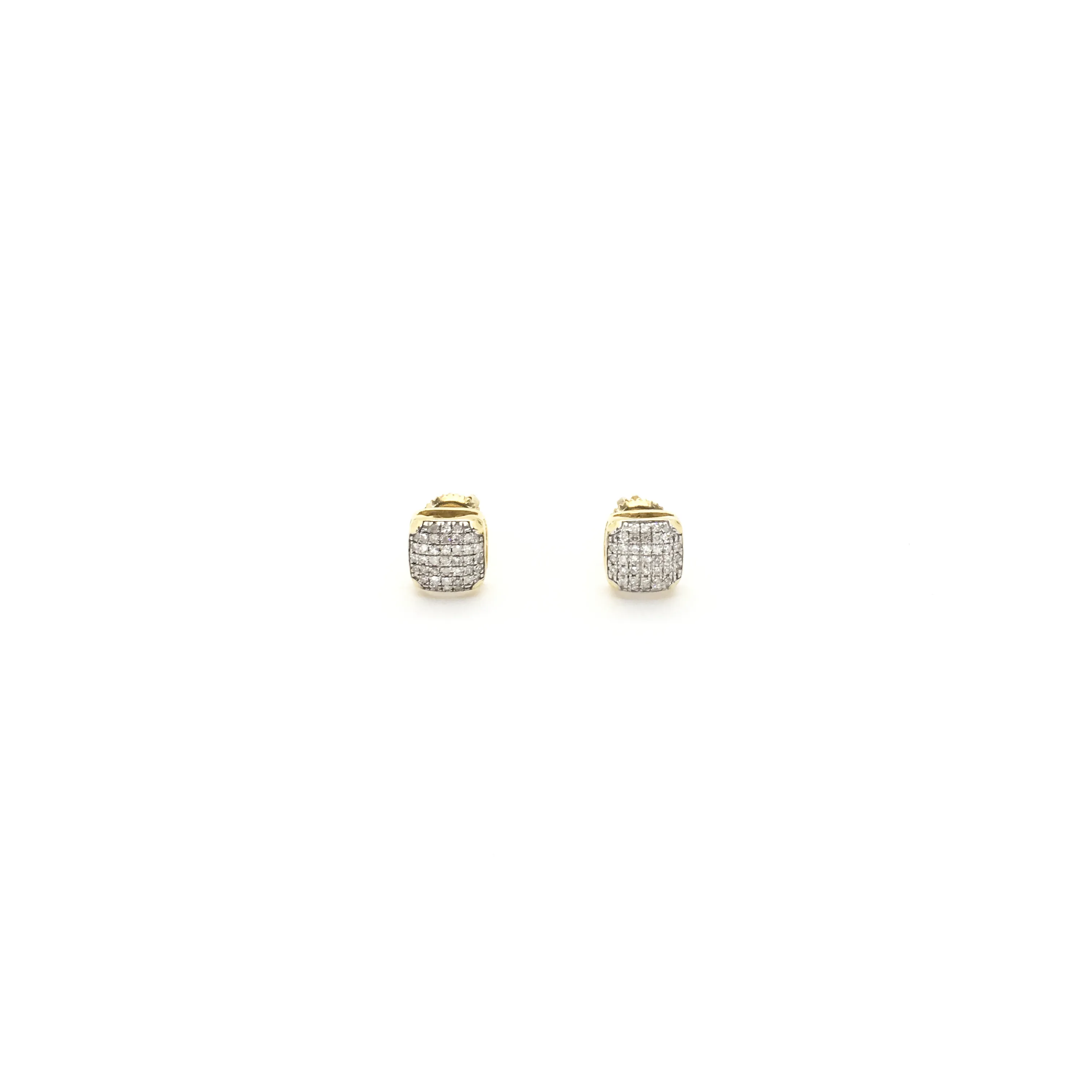 Square Diamond Dome Stud Earrings (10K)