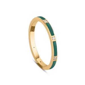 Stackable Deep Turquoise  Enamel Diamond Band