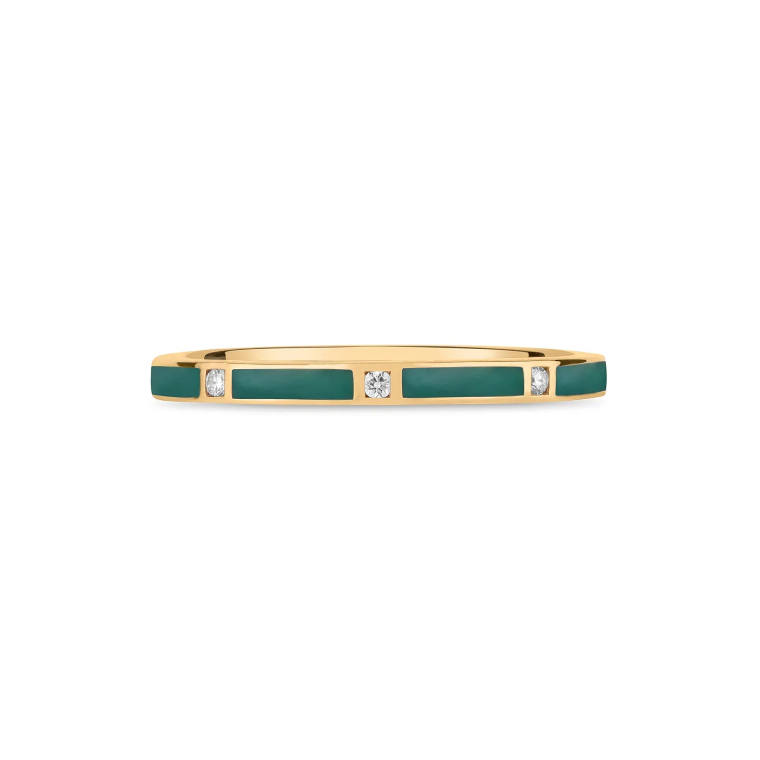 Stackable Deep Turquoise  Enamel Diamond Band