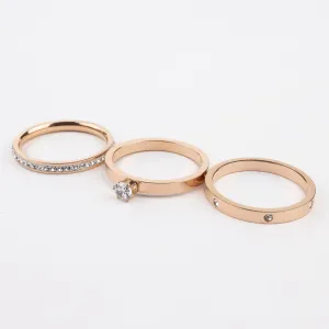 Stackable Rose Gold Diamond Rings (Pack of 3)