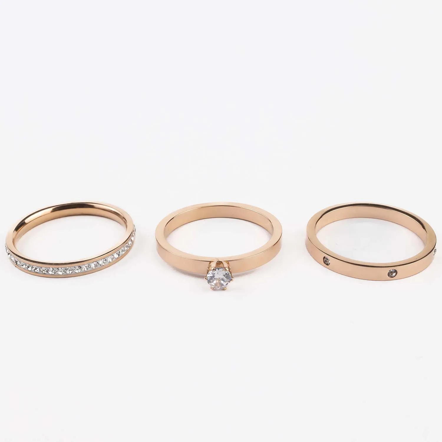 Stackable Rose Gold Diamond Rings (Pack of 3)