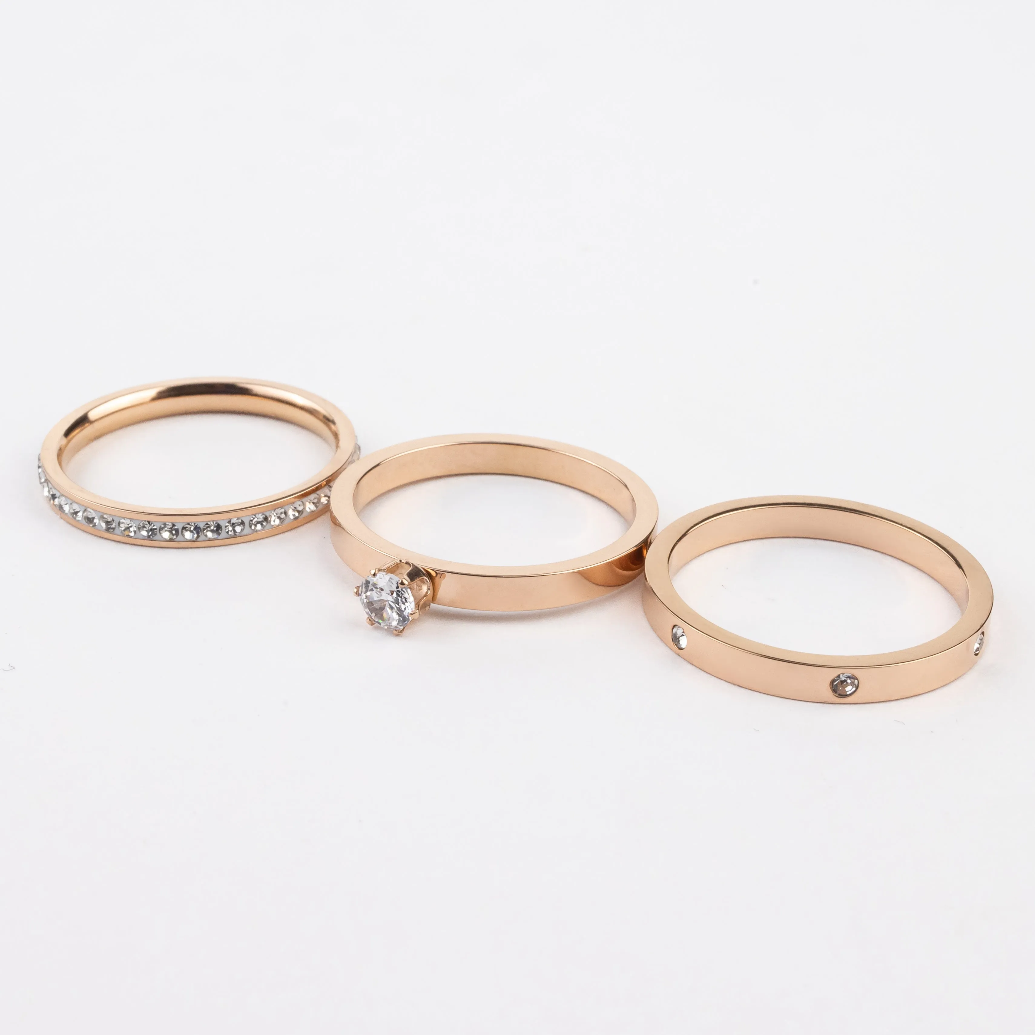 Stackable Rose Gold Diamond Rings (Pack of 3)
